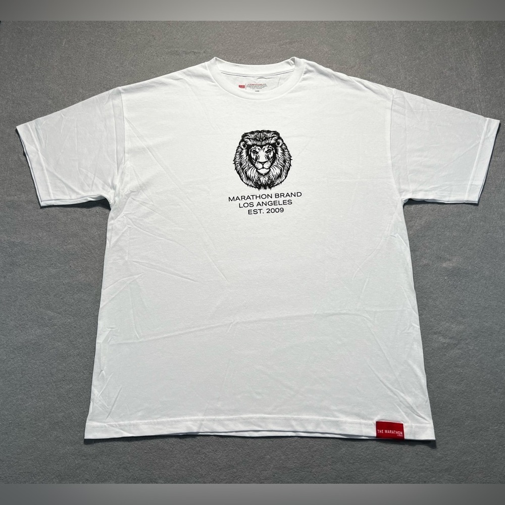 Marathon Brand Vintage Lion Graphic T-Shirt Men’s XL White Cotton Streetwear
